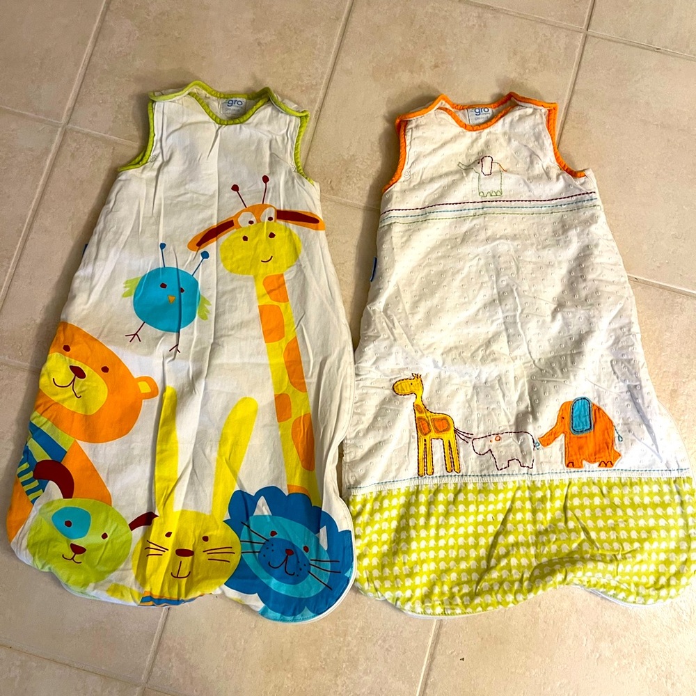 Lot of two babygro sleep sacks.
